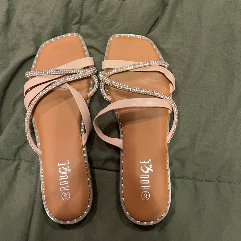 Rouge Pink Rhinestone Embellished Sandals